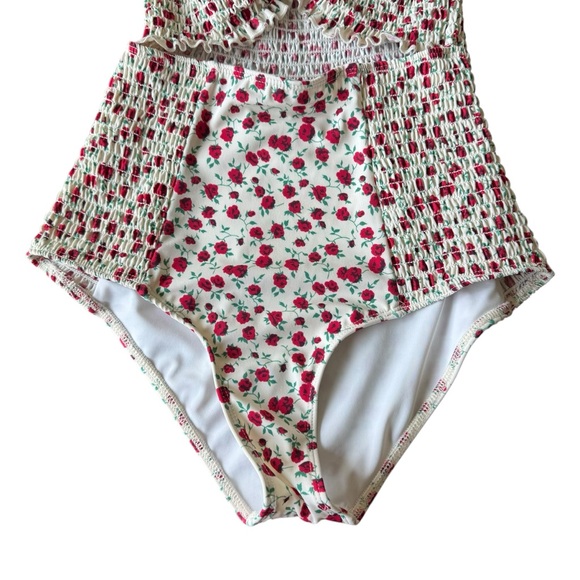 Reformation Marilyn One Piece Swimsuit Bathing Suit Malibu Rose Floral Print XS - Picture 4 of 9